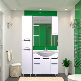 Напольный шкаф - пенал Misty Орхидея 35см левый белый